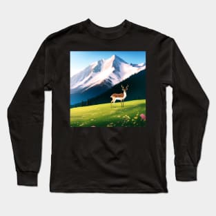 Deer in a Prairie Long Sleeve T-Shirt